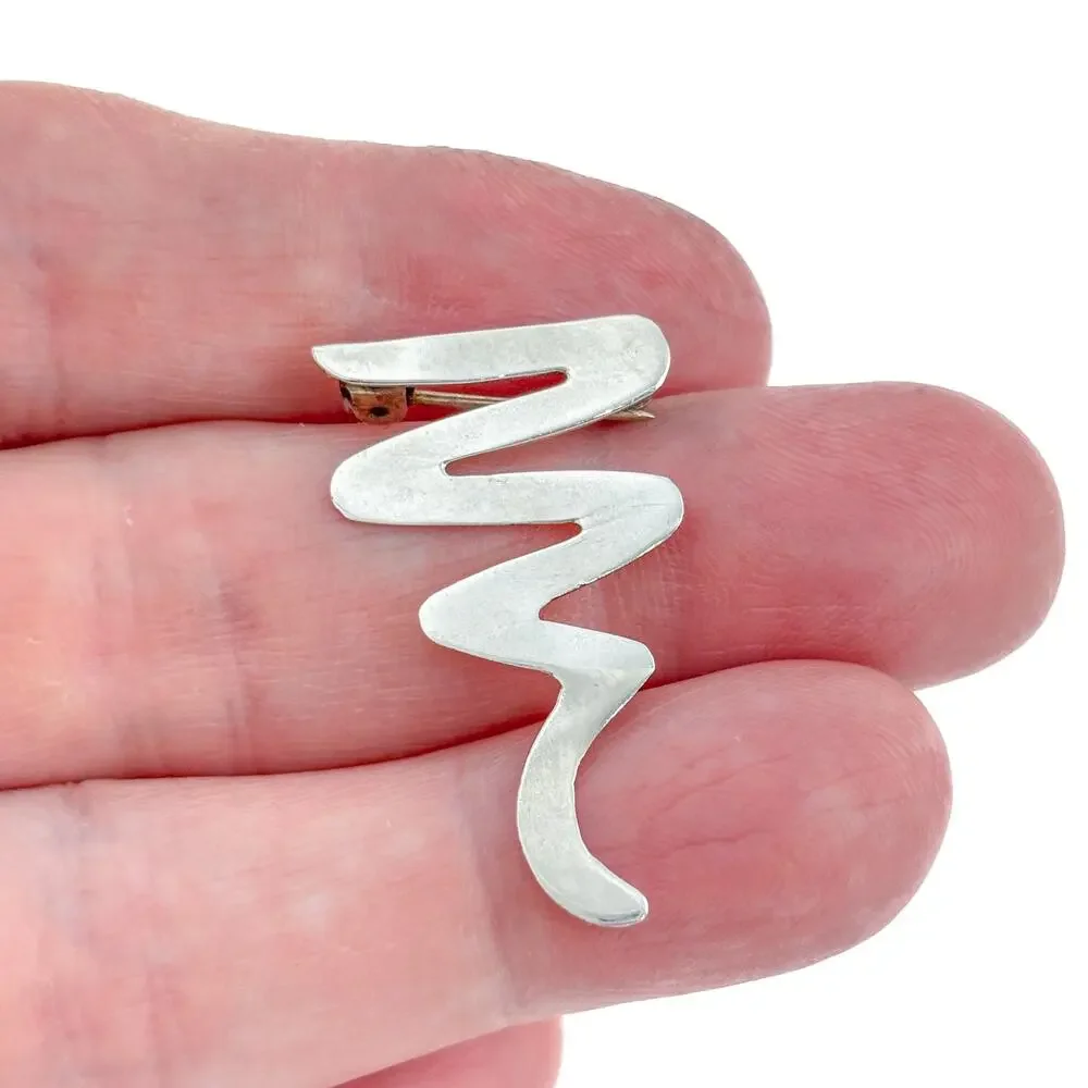 Vintage Sterling Silver 925 Zigzag Brooch